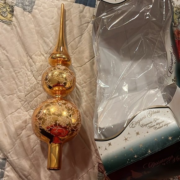 13” Glass & mica Christmas Tree Topper ornament